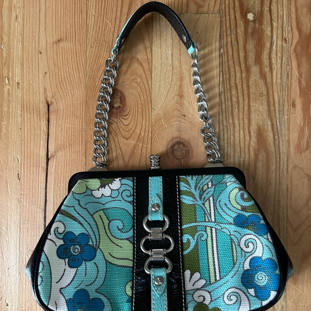 Vintage Isabella Fiore Turquoise Purse with chain strap
